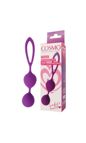 Шарики вагинальные"Cosmo" , силикон, фиолетовые