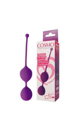 Шарики вагинальные"Cosmo" , силикон, фиолетовые