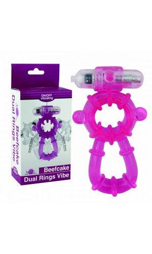 Виброкольцо фиолетовое Beefcake Dual Rings Vibe, сиреневое