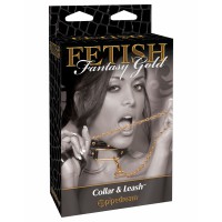 Ошейник Fetish Fantasy Gold Collar & Leash с поводком че...