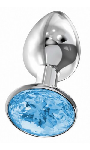 Анальная пробка DIAMOND LIGHT BLUE SPARKLE SMALL, металл