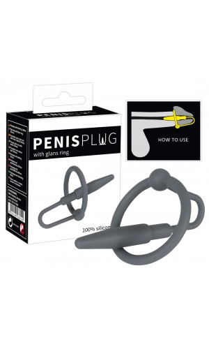 Эрекционное кольцо со стимуляцией уретры  Penis Plug with Glans Ring