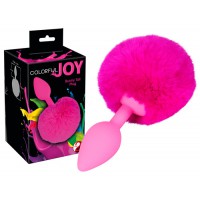 Анальная пробка - Colorful Joy Bunny Tail Plug, силикон, роз...