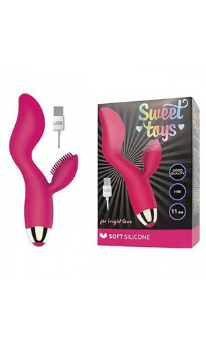 Вибромассажёр Sweet Toys USB, 10 режимов, силикон, ярко-розовый, 15 см