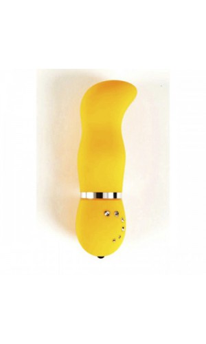 Вибратор Sexus Funny со стразами,  жёлтый 14 см