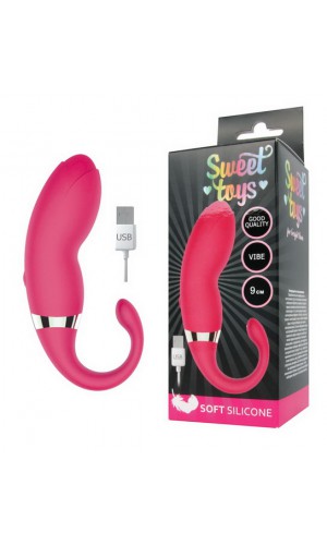 Вибромассажёр Sweet Toys USB, 20 режимов, силикон, ярко-розовый, 9 см