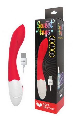 Вибромассажёр Sweet Toys USB, 10 режимов, силикон, красный, 18,5 см