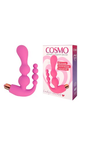 Вибратор для двойного проникновения Cosmo, силикон, розовый
