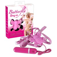 Вибростимулятор «Бабочка» Butterfly Strap On, розовый