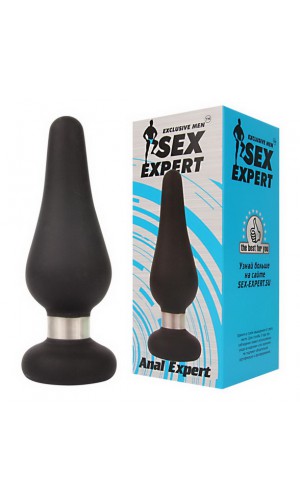 Втулка анальная Sex Expert, силикон, чёрная, 11,5см