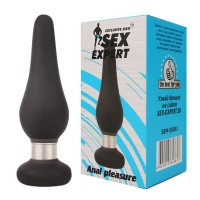 Втулка анальная Sex Expert из силикона, чёрная, 10см