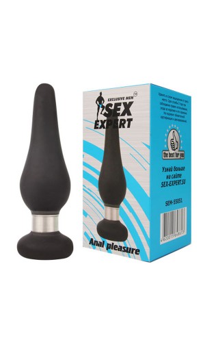 Втулка анальная Sex Expert из силикона, чёрная, 10см