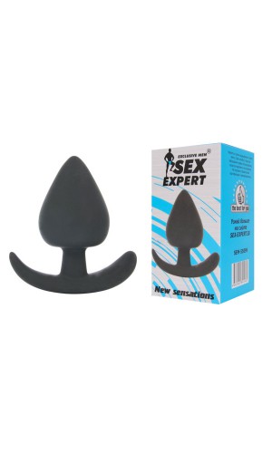 Втулка анальная Sex Expert из силикона, чёрная, 8см